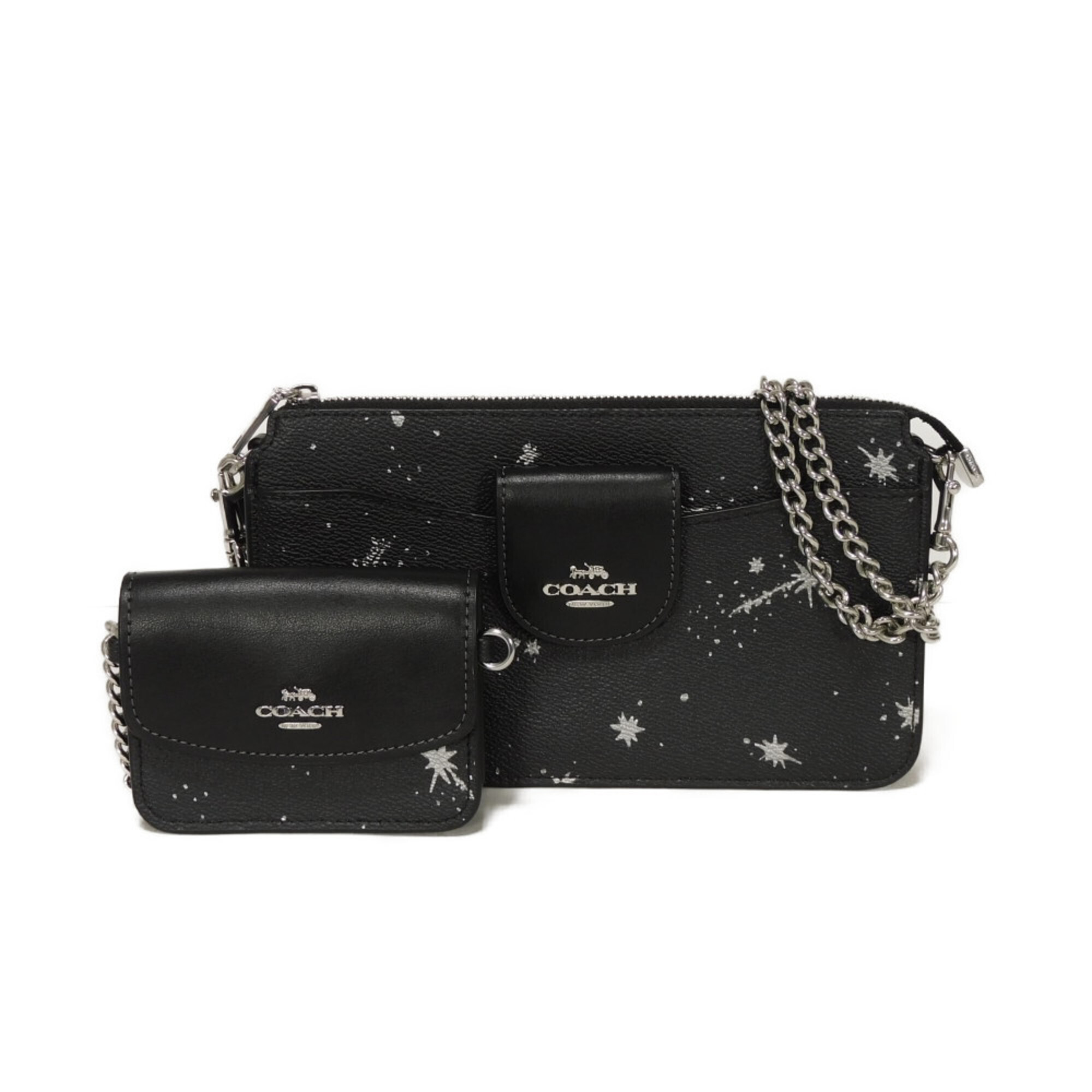 Coach Poppy Shoulder Bag, Crossbody Bag With Star Print, Chain Pouch, 2-Way, ...